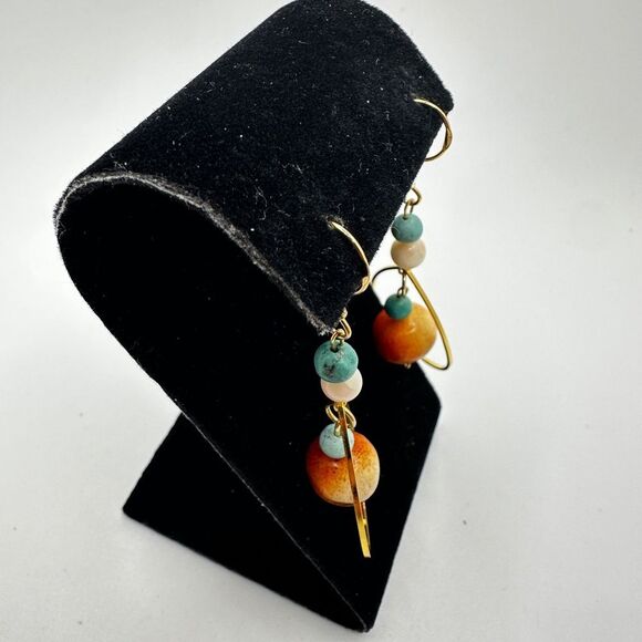 NWOT Angel skin coral, sponge coral and turquoise earrings w/ 925 hooks! - Picture 7 of 11
